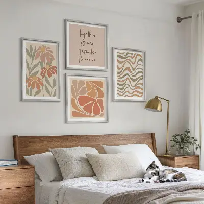 Fleurs abstraites pastel ensemble de 4 tableaux