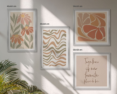 Ensemble de 4 tableaux Fleurs abstraites pastel