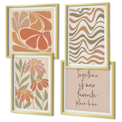 Ensemble de 4 tableaux Fleurs abstraites pastel