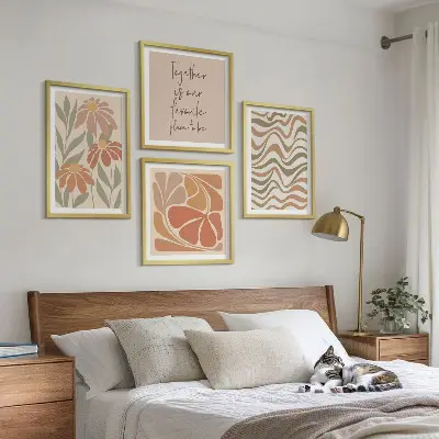 Fleurs abstraites pastel ensemble de 4 tableaux