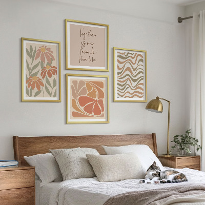 Ensemble de 4 tableaux Fleurs abstraites pastel