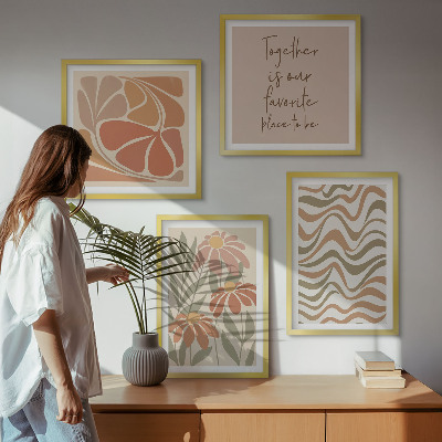Ensemble de 4 tableaux Fleurs abstraites pastel