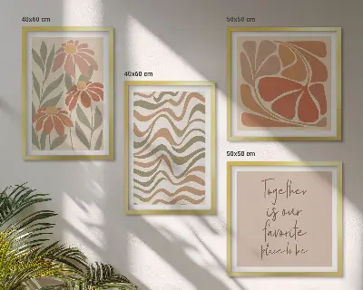 Fleurs abstraites pastel ensemble de 4 tableaux