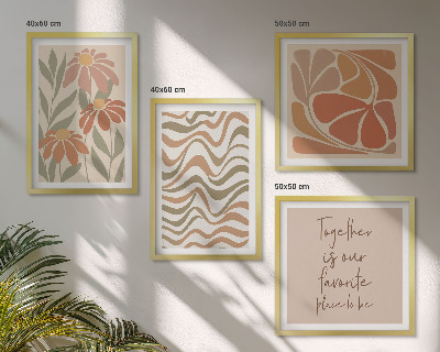 Ensemble de 4 tableaux Fleurs abstraites pastel