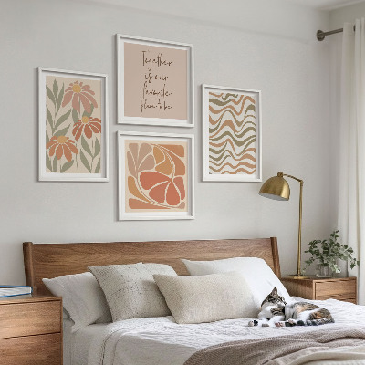 Ensemble de 4 tableaux Fleurs abstraites pastel