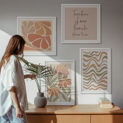 Ensemble de 4 tableaux Fleurs abstraites pastel