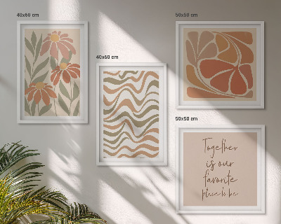 Ensemble de 4 tableaux Fleurs abstraites pastel