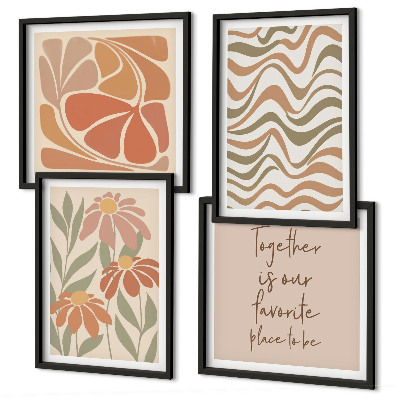 Ensemble de 4 tableaux Fleurs abstraites pastel