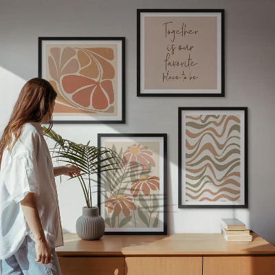 Ensemble de 4 tableaux Fleurs abstraites pastel