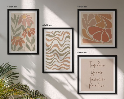Ensemble de 4 tableaux Fleurs abstraites pastel