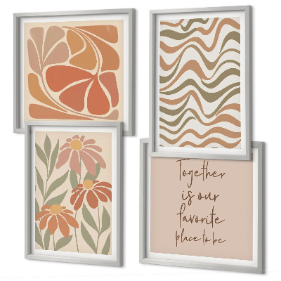 Ensemble de 4 tableaux Fleurs abstraites pastel
