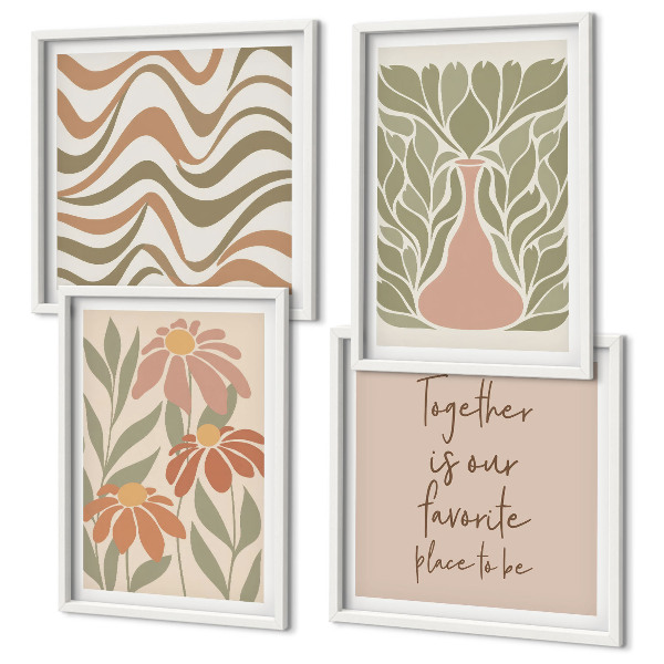 Mur de tableaux Fleurs abstraites pastel