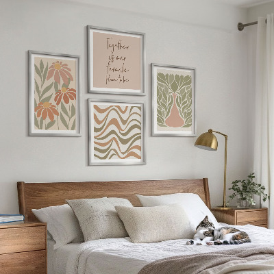 Mur de tableaux Fleurs abstraites pastel