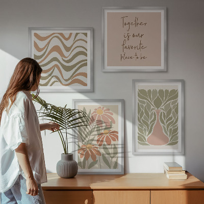 Mur de tableaux Fleurs abstraites pastel