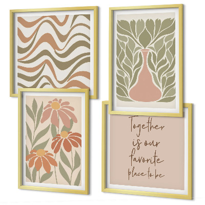 Mur de tableaux Fleurs abstraites pastel