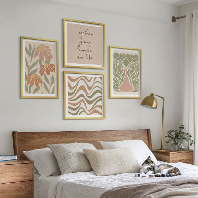 Mur de tableaux Fleurs abstraites pastel