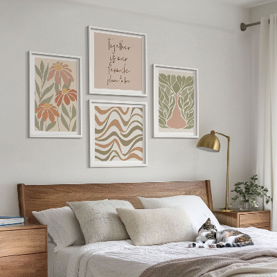 Mur de tableaux Fleurs abstraites pastel