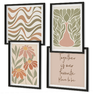Mur de tableaux Fleurs abstraites pastel