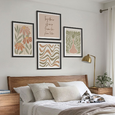 Mur de tableaux Fleurs abstraites pastel