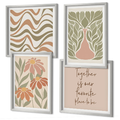 Mur de tableaux Fleurs abstraites pastel