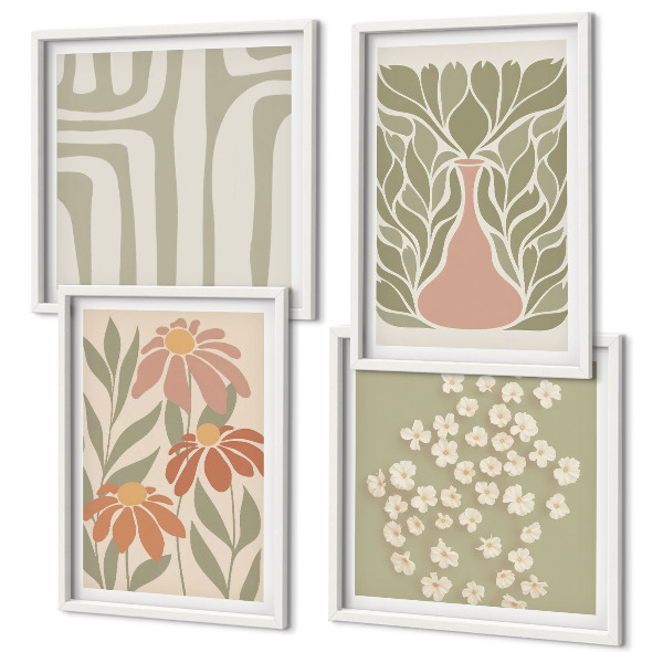 Polyptyque z cadres Bohème minimaliste floral