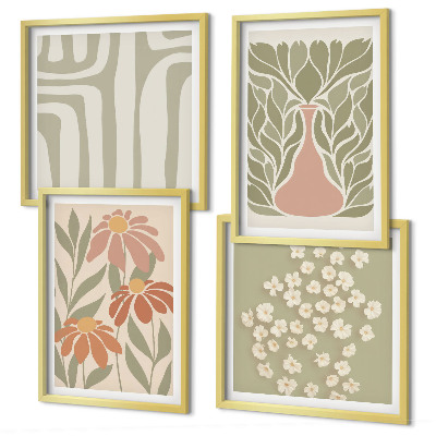 Polyptyque z cadres Bohème minimaliste floral