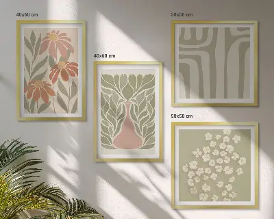 Polyptyque 2 cadres motif floral style bohème minimaliste