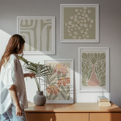 Polyptyque z cadres Bohème minimaliste floral