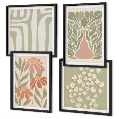 Polyptyque z cadres Bohème minimaliste floral