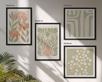 Polyptyque z cadres Bohème minimaliste floral