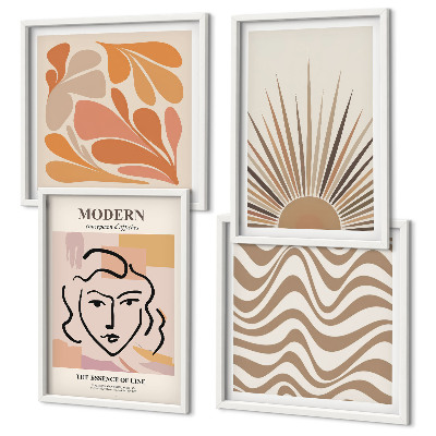 Ensemble de 4 tableaux Formes pastel bohèmes ensoleillées