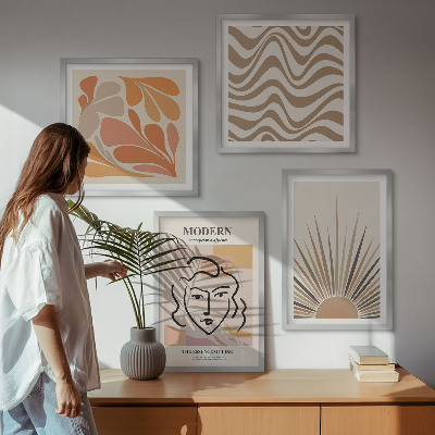 Ensemble de 4 tableaux Formes pastel bohèmes ensoleillées