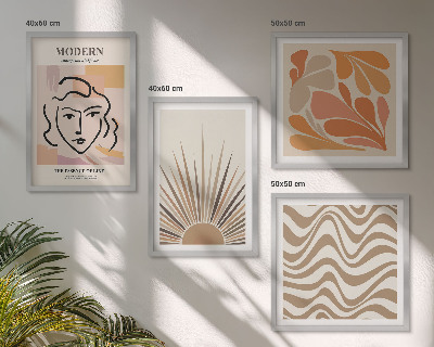 Ensemble de 4 tableaux Formes pastel bohèmes ensoleillées