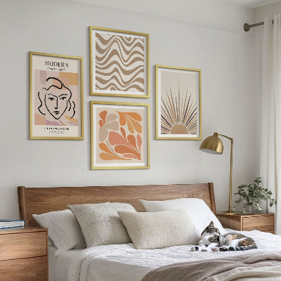 Ensemble de 4 tableaux Formes pastel bohèmes ensoleillées