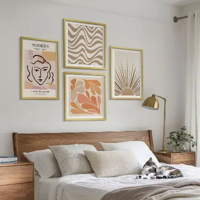 Ensemble de 4 tableaux motifs formes pastel bohèmes ensoleillées