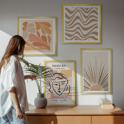 Ensemble de 4 tableaux Formes pastel bohèmes ensoleillées