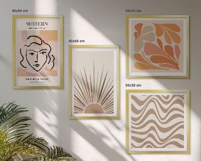 Ensemble de 4 tableaux Formes pastel bohèmes ensoleillées