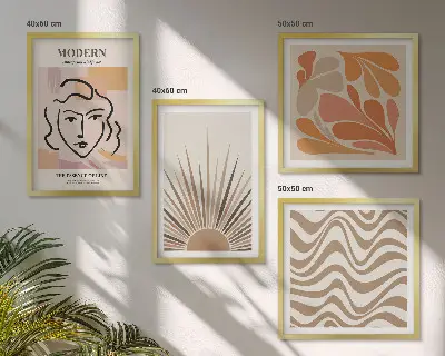 Ensemble de 4 tableaux motifs formes pastel bohèmes ensoleillées
