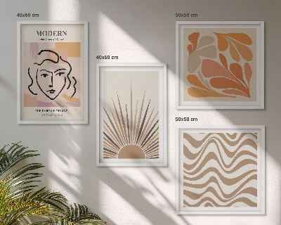 Ensemble de 4 tableaux Formes pastel bohèmes ensoleillées