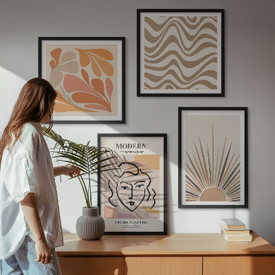 Ensemble de 4 tableaux Formes pastel bohèmes ensoleillées
