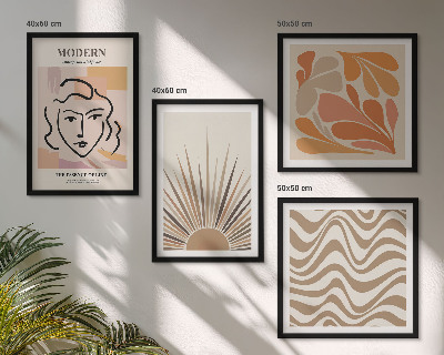Ensemble de 4 tableaux Formes pastel bohèmes ensoleillées