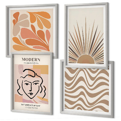 Ensemble de 4 tableaux Formes pastel bohèmes ensoleillées