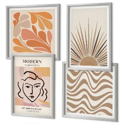 Ensemble de 4 tableaux motifs formes pastel bohèmes ensoleillées