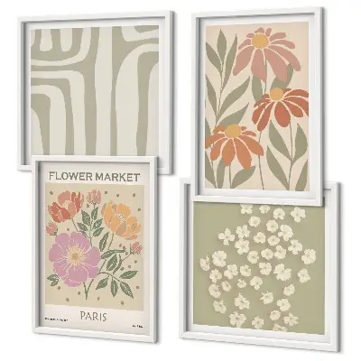 Mur de tableaux motifs botaniques au style minimaliste parisien