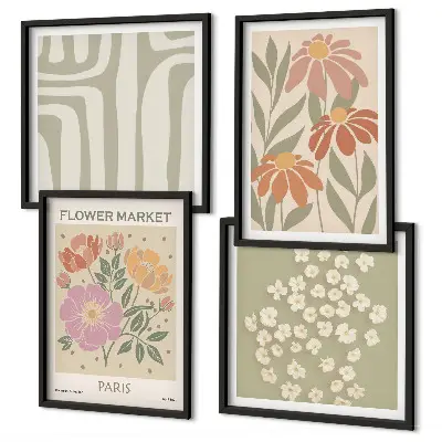 Mur de tableaux motifs botaniques au style minimaliste parisien
