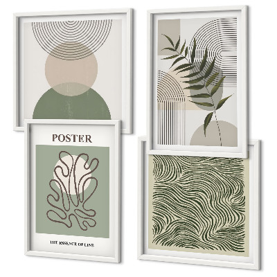 Ensemble de 4 tableaux Motifs botaniques géométriques