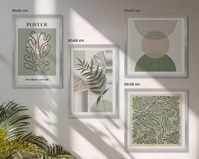 Ensemble de 4 tableaux Motifs botaniques géométriques