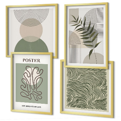 Ensemble de 4 tableaux Motifs botaniques géométriques