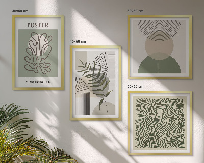 Ensemble de 4 tableaux Motifs botaniques géométriques