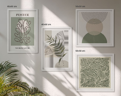 Ensemble de 4 tableaux Motifs botaniques géométriques